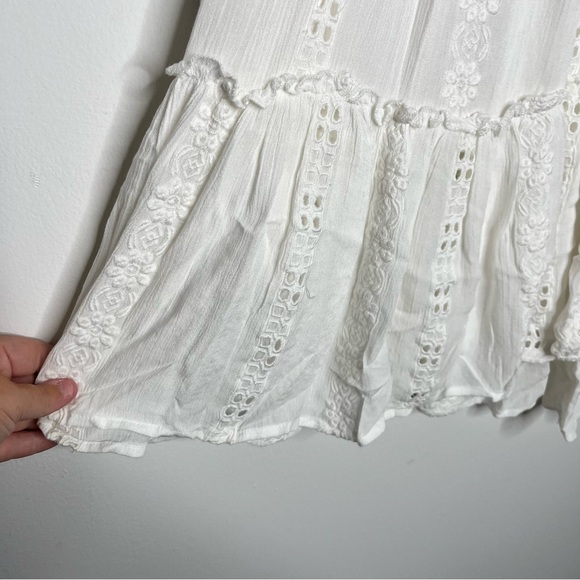 Free People Size Medium Ivory Kiss Kiss Tunic Boho Crochet Oversized Festival - Picture 6 of 16